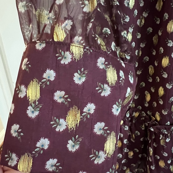 The Mini Dress with Ruffled Hem
Oxblood/Gold Metallic / L - Picture 6 of 9